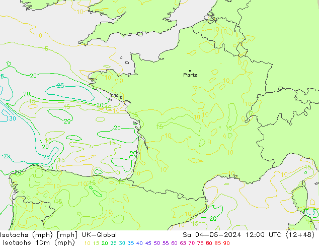 Isotachs (mph) UK-Global  04.05.2024 12 UTC
