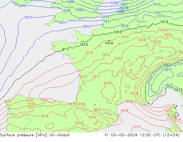 Surface pressure UK-Global Fr 03.05.2024 12 UTC