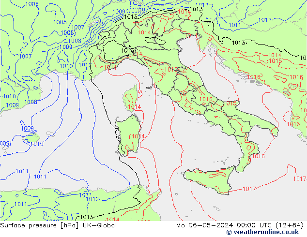 Atmosférický tlak UK-Global Po 06.05.2024 00 UTC