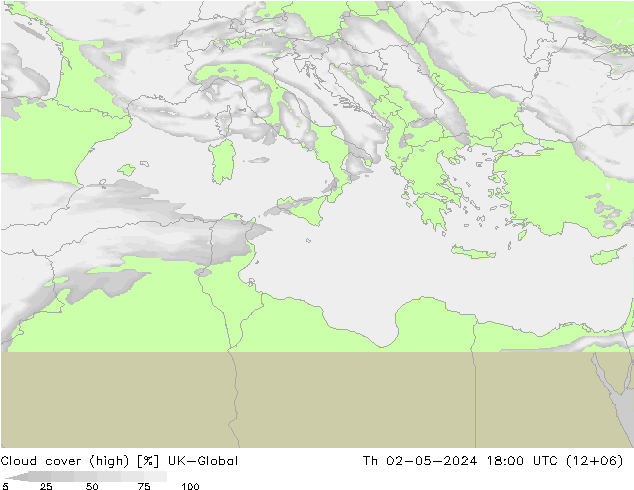 Cloud cover (high) UK-Global Th 02.05.2024 18 UTC