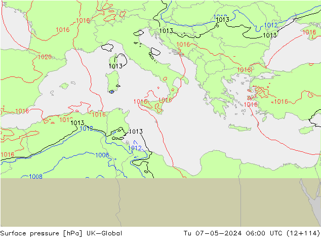 приземное давление UK-Global вт 07.05.2024 06 UTC