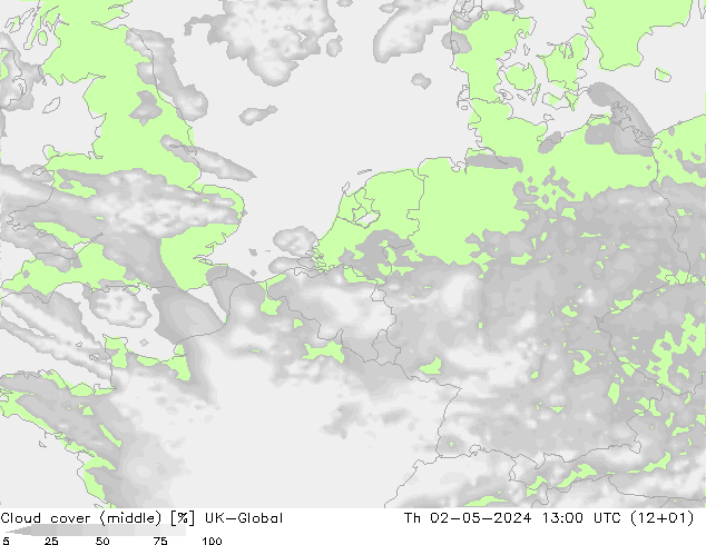 Cloud cover (middle) UK-Global Th 02.05.2024 13 UTC