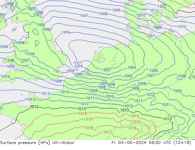 Surface pressure UK-Global Fr 03.05.2024 06 UTC