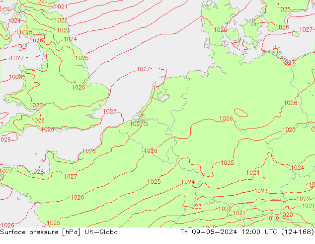 Surface pressure UK-Global Th 09.05.2024 12 UTC