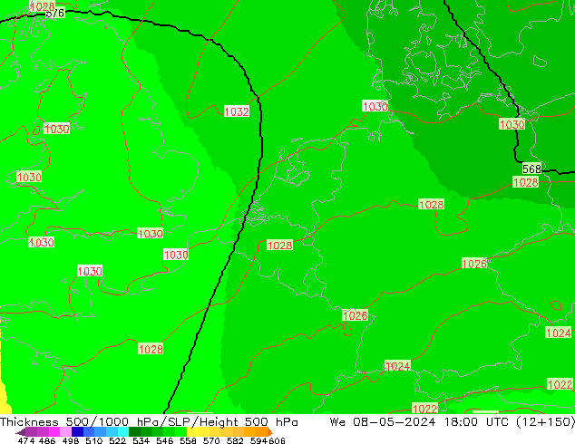 Thck 500-1000hPa UK-Global We 08.05.2024 18 UTC