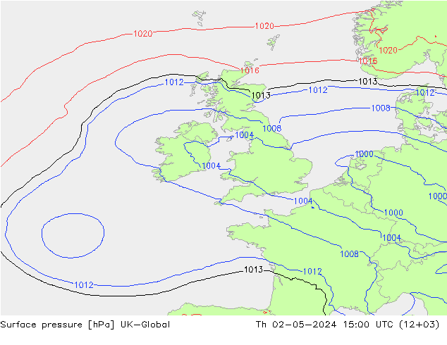 Atmosférický tlak UK-Global Čt 02.05.2024 15 UTC