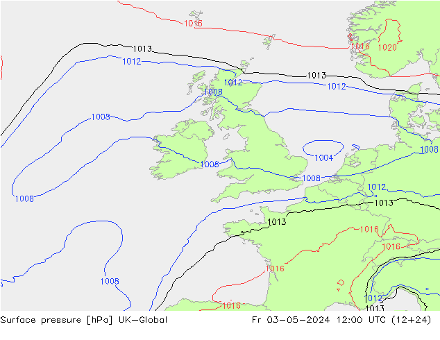 Atmosférický tlak UK-Global Pá 03.05.2024 12 UTC