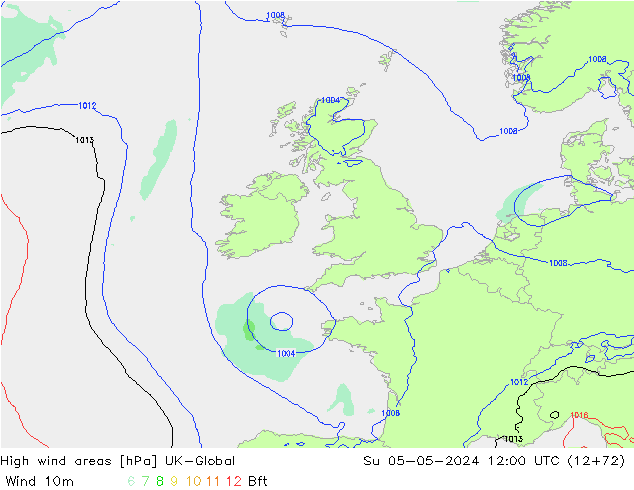 High wind areas UK-Global Su 05.05.2024 12 UTC