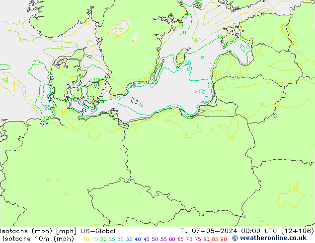 Isotachs (mph) UK-Global вт 07.05.2024 00 UTC