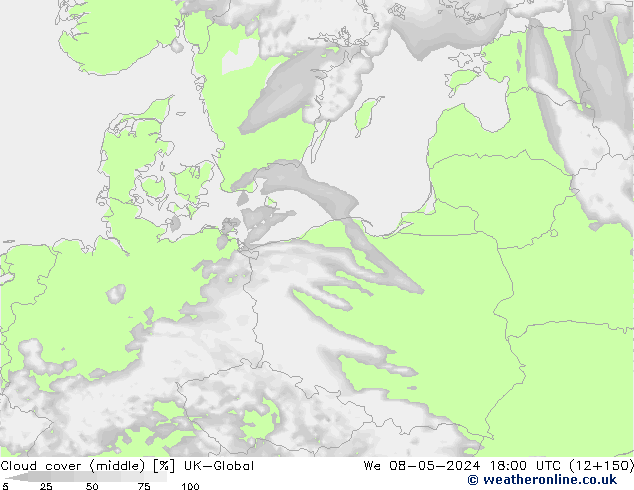 Cloud cover (middle) UK-Global We 08.05.2024 18 UTC