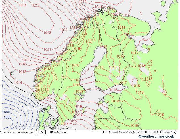 Surface pressure UK-Global Fr 03.05.2024 21 UTC