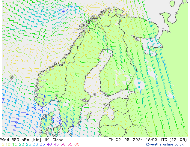 Rüzgar 850 hPa UK-Global Per 02.05.2024 15 UTC