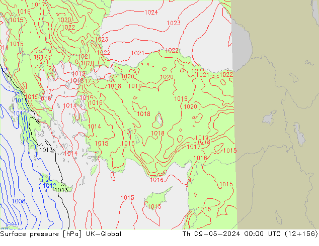 Surface pressure UK-Global Th 09.05.2024 00 UTC