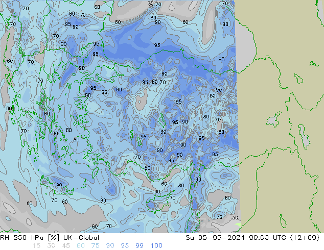RH 850 hPa UK-Global dom 05.05.2024 00 UTC