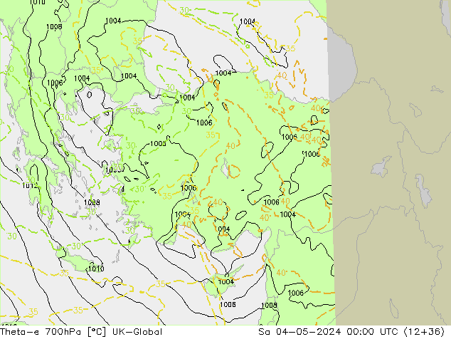 Theta-e 700hPa UK-Global so. 04.05.2024 00 UTC