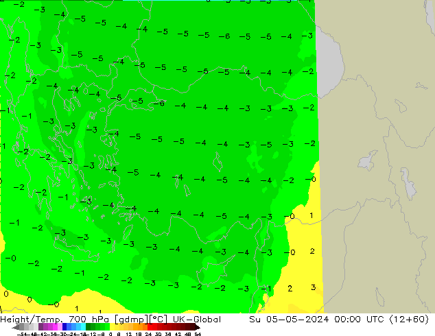 Height/Temp. 700 hPa UK-Global Dom 05.05.2024 00 UTC