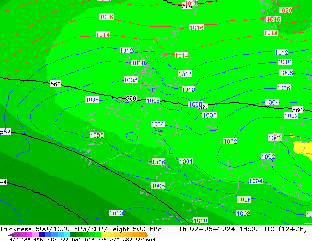 Thck 500-1000hPa UK-Global Th 02.05.2024 18 UTC