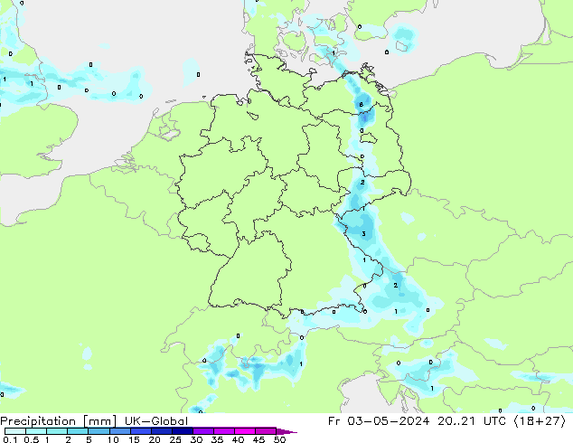 Precipitation UK-Global Fr 03.05.2024 21 UTC