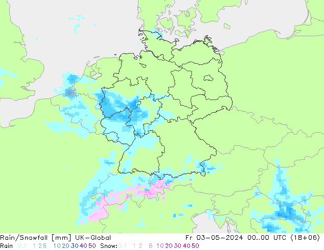 Lluvia/nieve UK-Global vie 03.05.2024 00 UTC