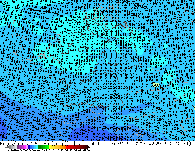 Height/Temp. 500 hPa UK-Global Fr 03.05.2024 00 UTC