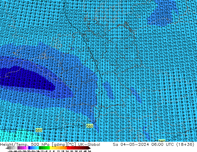 Yükseklik/Sıc. 500 hPa UK-Global Cts 04.05.2024 06 UTC