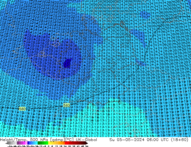 Height/Temp. 500 hPa UK-Global Ne 05.05.2024 06 UTC