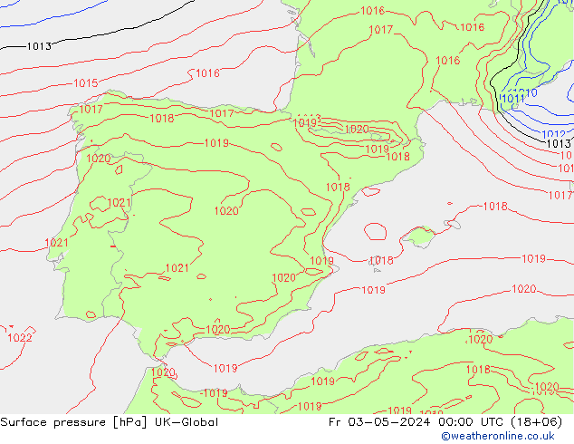 Surface pressure UK-Global Fr 03.05.2024 00 UTC