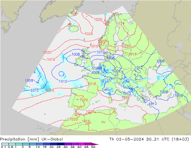 Precipitazione UK-Global gio 02.05.2024 21 UTC