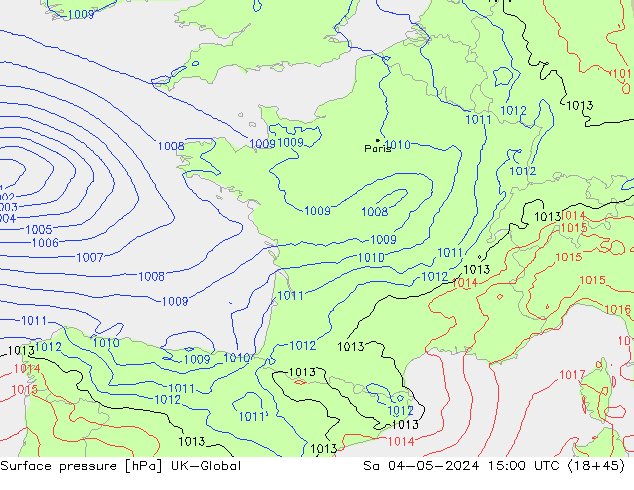 pression de l'air UK-Global sam 04.05.2024 15 UTC