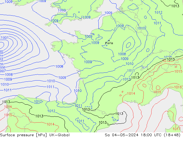 Luchtdruk (Grond) UK-Global za 04.05.2024 18 UTC
