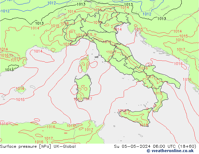 Surface pressure UK-Global Su 05.05.2024 06 UTC