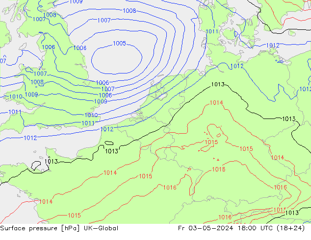 Surface pressure UK-Global Fr 03.05.2024 18 UTC