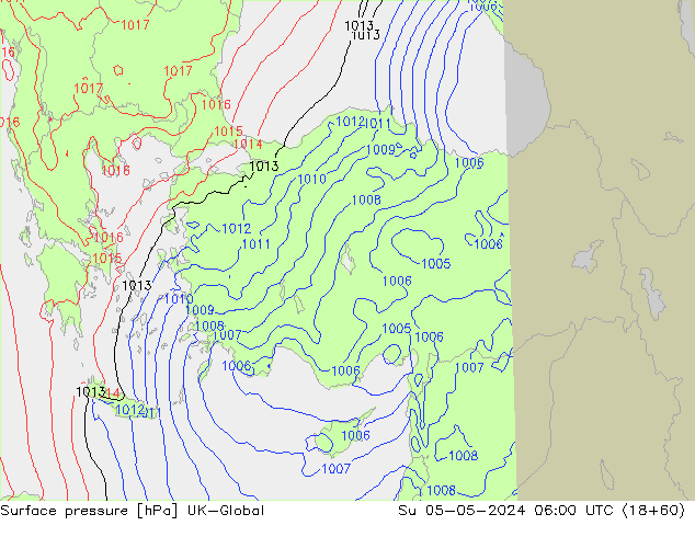 Surface pressure UK-Global Su 05.05.2024 06 UTC