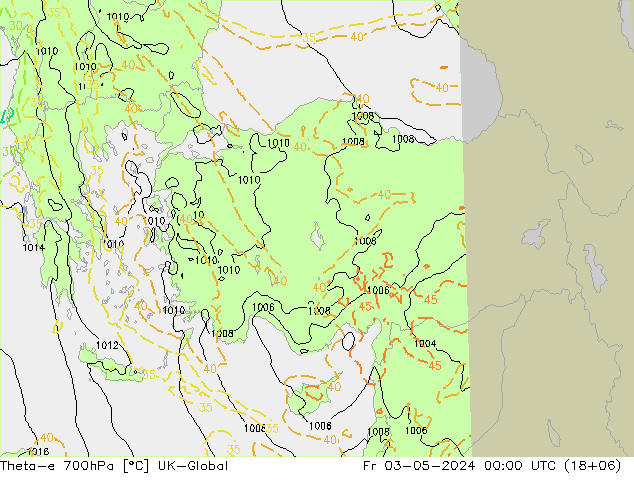 Theta-e 700hPa UK-Global vr 03.05.2024 00 UTC