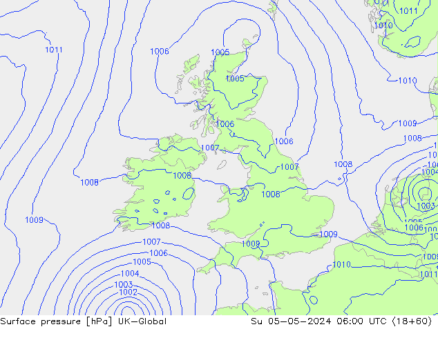 Luchtdruk (Grond) UK-Global zo 05.05.2024 06 UTC