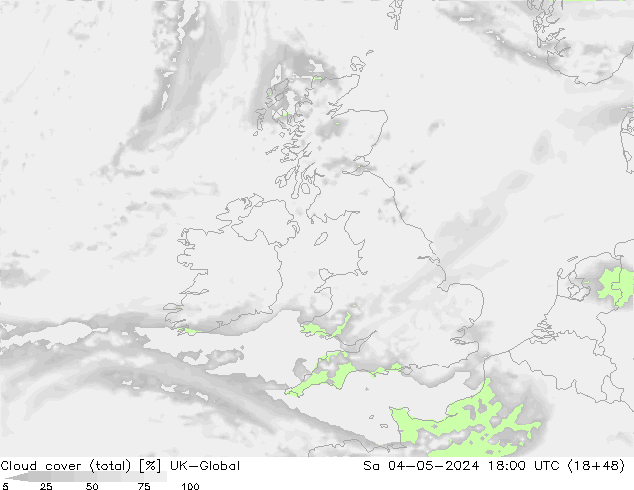 Cloud cover (total) UK-Global Sa 04.05.2024 18 UTC