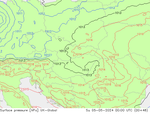 Atmosférický tlak UK-Global Ne 05.05.2024 00 UTC