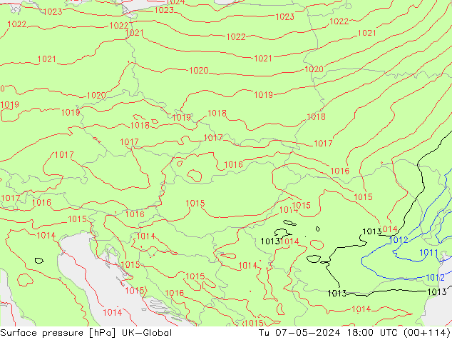 Presión superficial UK-Global mar 07.05.2024 18 UTC