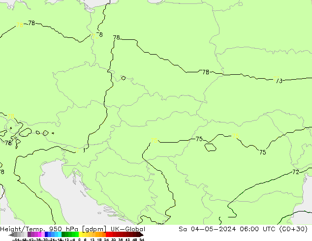 Height/Temp. 950 hPa UK-Global  04.05.2024 06 UTC