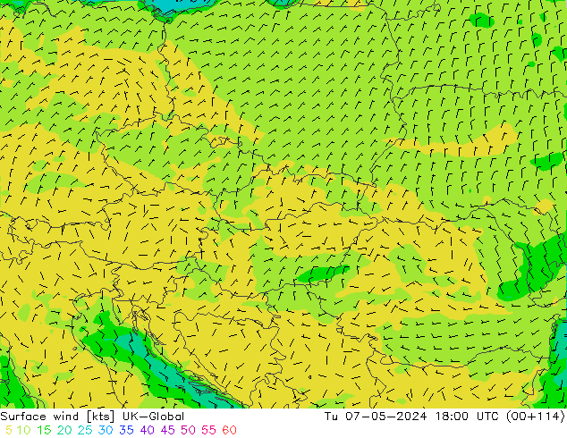 Vento 10 m UK-Global Ter 07.05.2024 18 UTC