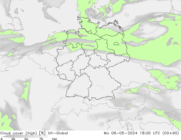 zachmurzenie (wysokie) UK-Global pon. 06.05.2024 18 UTC