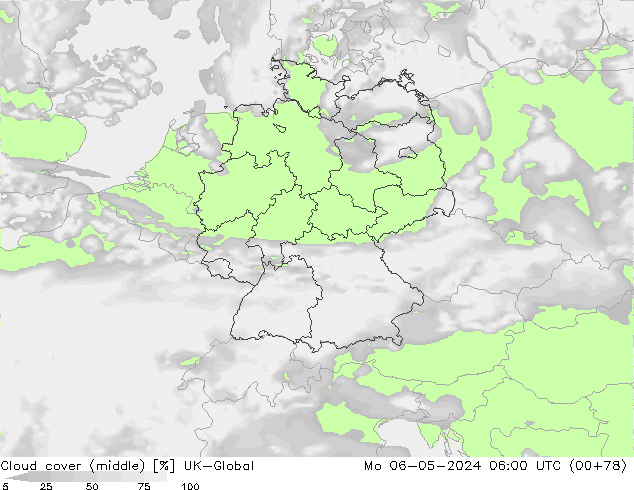 Cloud cover (middle) UK-Global Mo 06.05.2024 06 UTC
