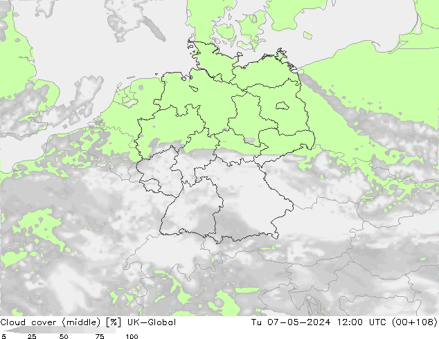 Wolken (mittel) UK-Global Di 07.05.2024 12 UTC