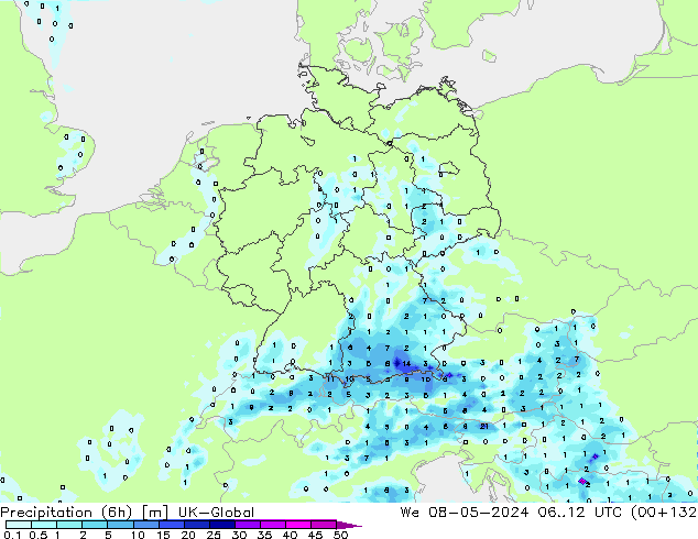 Precipitação (6h) UK-Global Qua 08.05.2024 12 UTC