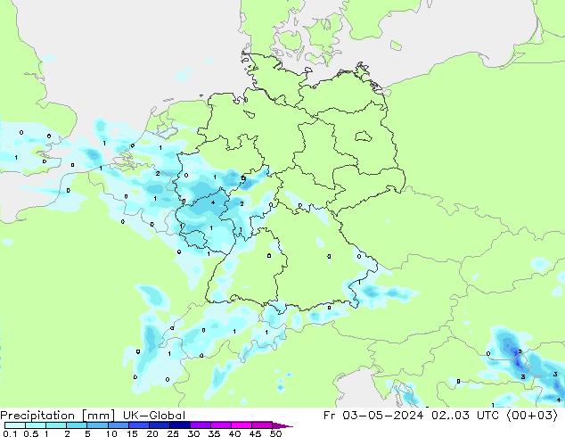 Precipitación UK-Global vie 03.05.2024 03 UTC