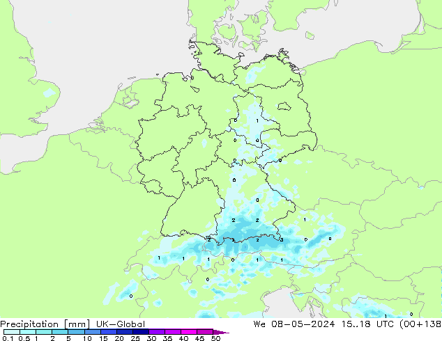 precipitação UK-Global Qua 08.05.2024 18 UTC