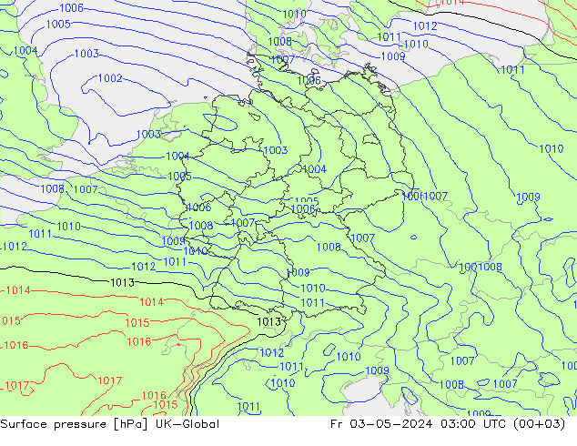 地面气压 UK-Global 星期五 03.05.2024 03 UTC