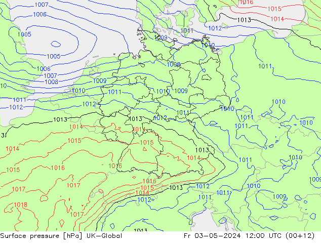 Surface pressure UK-Global Fr 03.05.2024 12 UTC