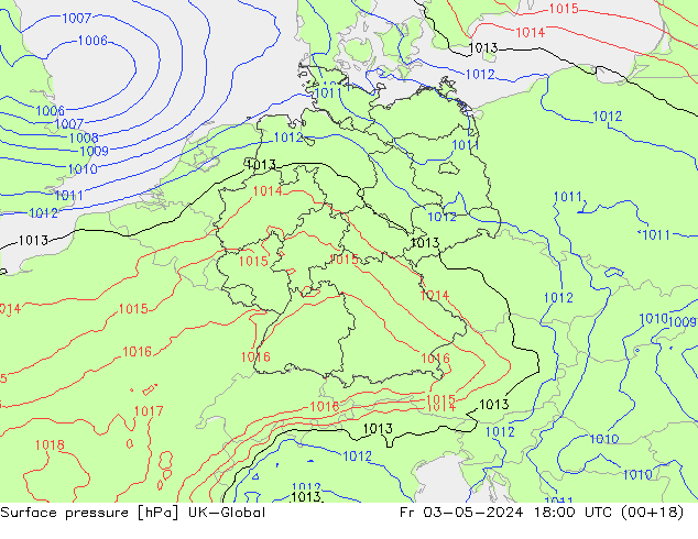 Luchtdruk (Grond) UK-Global vr 03.05.2024 18 UTC