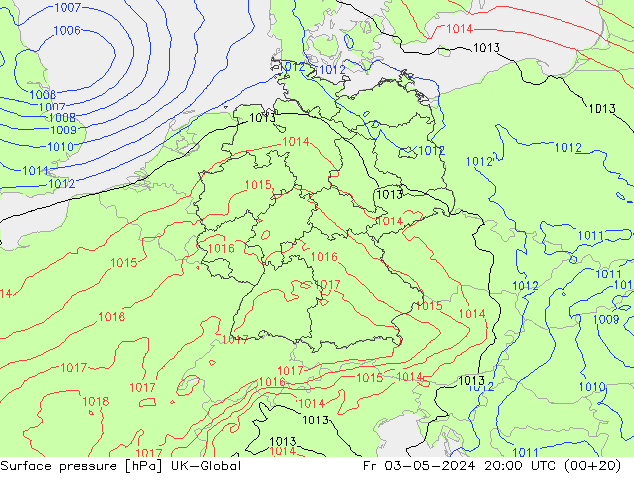 pression de l'air UK-Global ven 03.05.2024 20 UTC